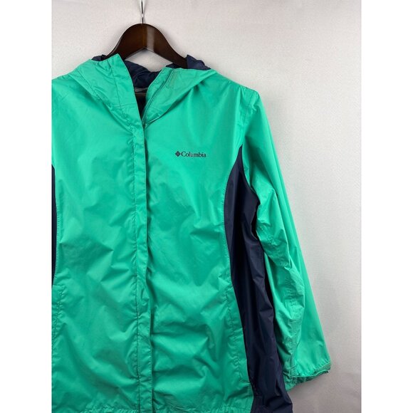Women’s Columbia Sportswear 2X Navy & Seafoam Green Raincoat - Picture 2 of 7